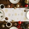 thumbnail image 2 of Christmas Trees Cotton Linen Table Runner for Dining Kitchen, Golden Green Xmas Tree Snowflake Wedding Outdoor Party Tablerunners Decoration, Dresser Scarf Coffee Tablecloth Runners 13x72 Inches, 2 of 9