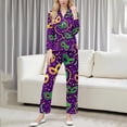 thumbnail image 2 of Levmjia Womens Pajama Set Lapel Short Sleeve Carnival Printed Cardigan Sleepwear 2 Piece Set With Pants Comfortable and Breathable Nightwear Home Relaxation, 2 of 9