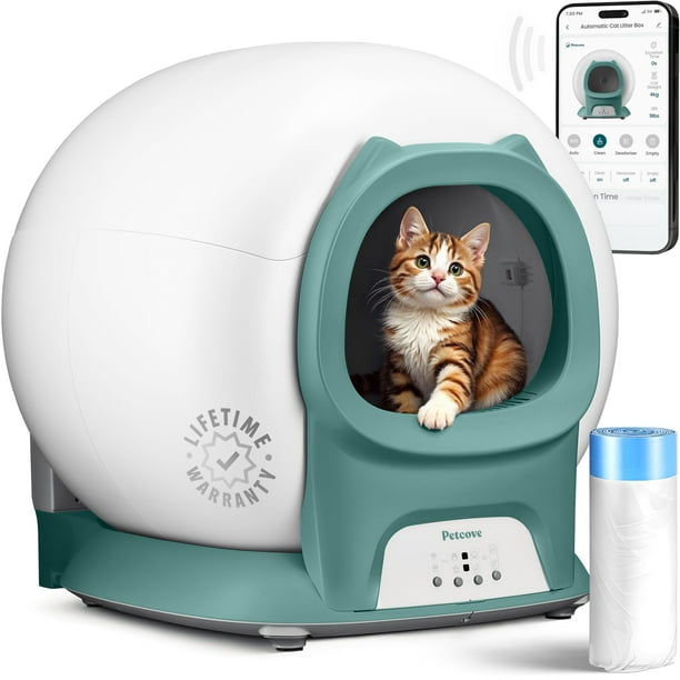 Caja de arena autolimpiante PetCove para varios gatos