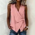 thumbnail image 5 of cocolona Womens Summer Trendy Tank Tops V Neck Sleeveless Side Tie Asymmetrical Hem Shirts Casual Fishion Solid Color Blouses, 5 of 5