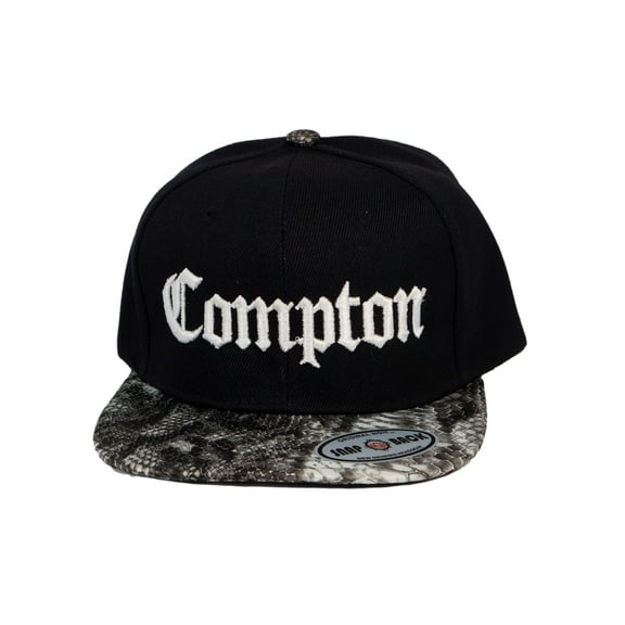 City Caps Compton Olde English Snapback w/ Bill Design - Black/Snake