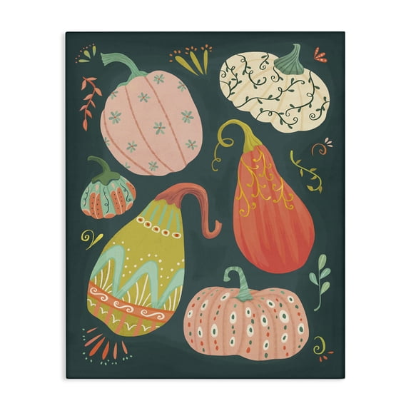 Stupell Industries Bohemian Patterned Autumn Gourds Canvas Art, 16 x 20, by Laura Watson
