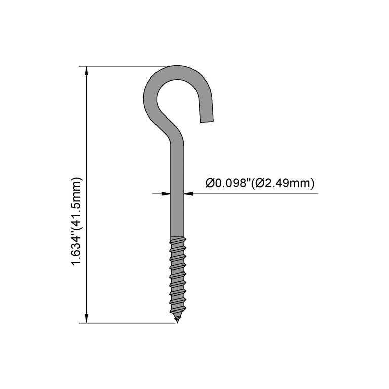 Hyper Tough 1-11/16 in Screw Hook Zinc Plated Steel Pack for