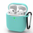 thumbnail image 1 of For Airpods Case Compatible With Airpods 1 & 2 Front-Led Visible Case Cover Skin With Carabiner Scratch-Resistant Case-Mint Green, 1 of 6