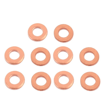 

Unique Bargains 10pcs 6mm x 10mm x 1mm Flat Ring Copper Crush Washer Sealing Gasket Fastener