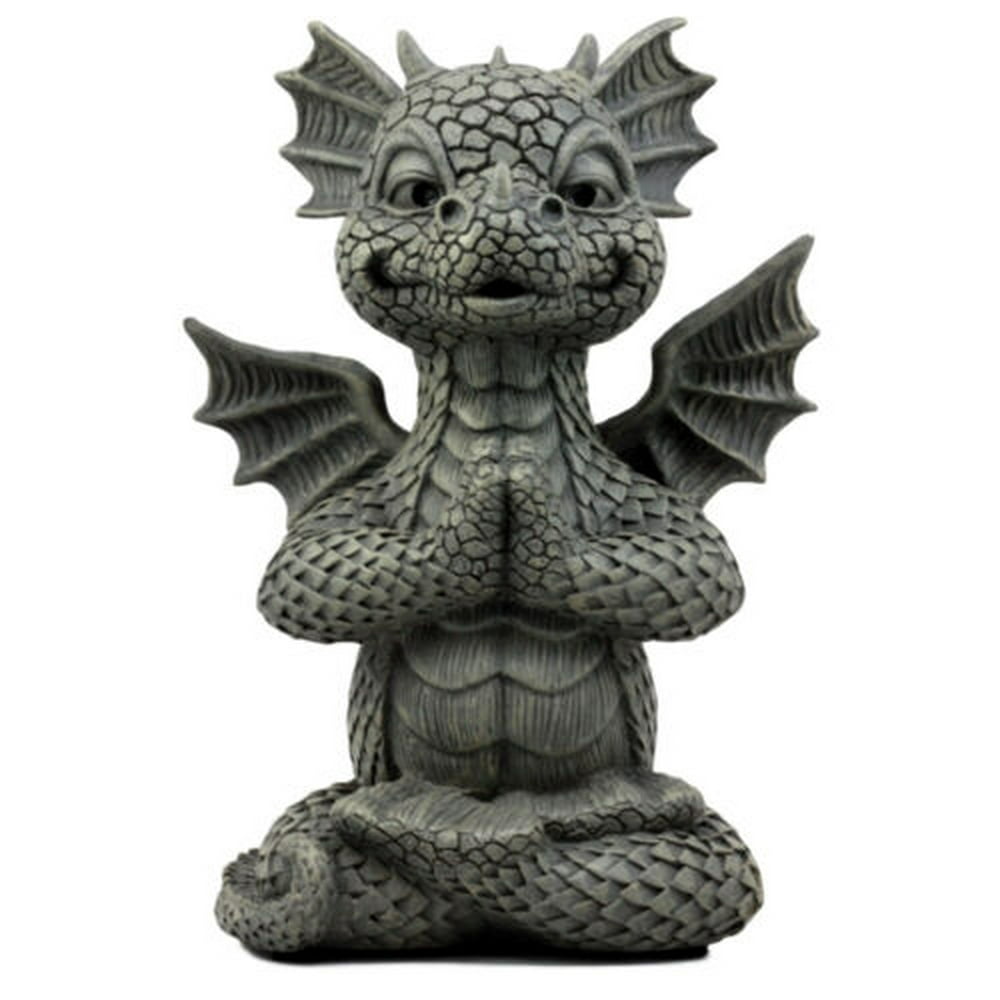 Ebros Meditating Fiery Yoga Dragon Garden Statue Faux Stone Resin