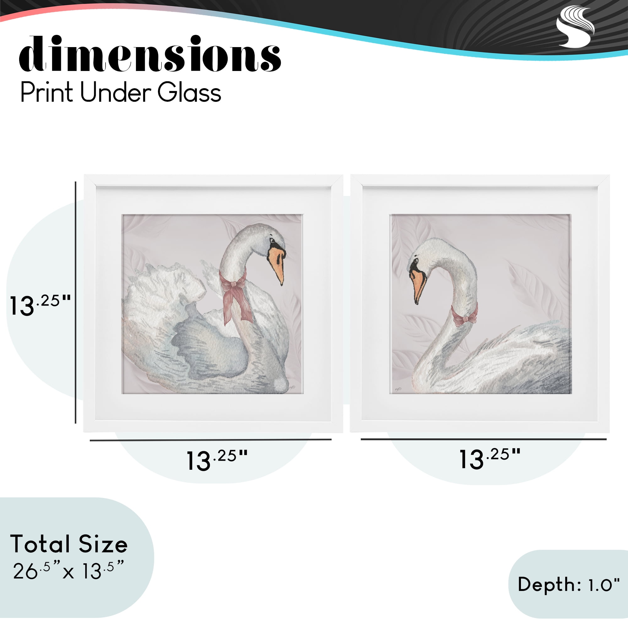 Stupell Industries Classic & Elegant Swans 2 Piece White Framed Print Under Glass Set, design by Elizabeth Medley