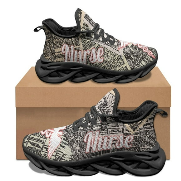 Zapatillas deportivas informales con estampado de caduceo médico para mujer, suaves y cómodas, para el trabajo en el hospital, para deportes al aire libre, con cordones