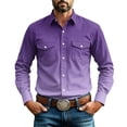 thumbnail image 2 of LEKWK Western Shirt for Men Long Sleeve Button Down with Dual Flap Chest Pockets Point Collar Regular Fit Cowboy Dress Shirt for Ranch Work Rodeo Travel and Casual Everyday Style, 2 of 8