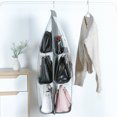 thumbnail image 3 of Organizador de cartera con 6 bolsillos para colgar, organizador de bolsos, estante de almacenamiento, percha para armario, 1 pieza, color gris, 3 of 4