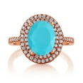 thumbnail image 2 of Gem Stone King 2.36 Ct Oval Green Turquoise 18K Rose Gold Plated Silver Ring (Size 9), 2 of 4