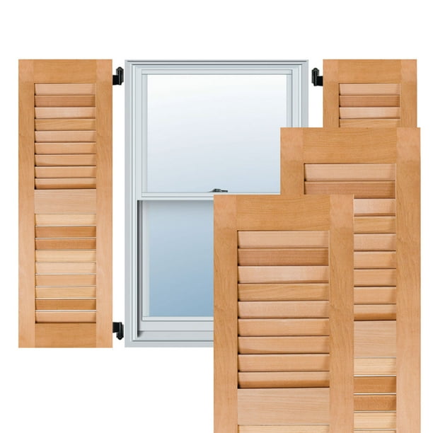 18"W x 51"H Exterior Real Wood Pine Open Louvered Shutters (Per Pair