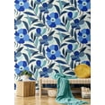 thumbnail image 4 of NextWall Cobalt Blue & Lagoon Garden Block Floral Peel and Stick Wallpaper, 4 of 7