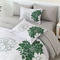 thumbnail image 4 of Flymme Floral Comforter Set Queen Size,7 Pieces Bed in a Bag Green Flower Print on Gray Bedding Set,Botanical Comforter Set with Sheets for Bedroom Decor, 4 of 8