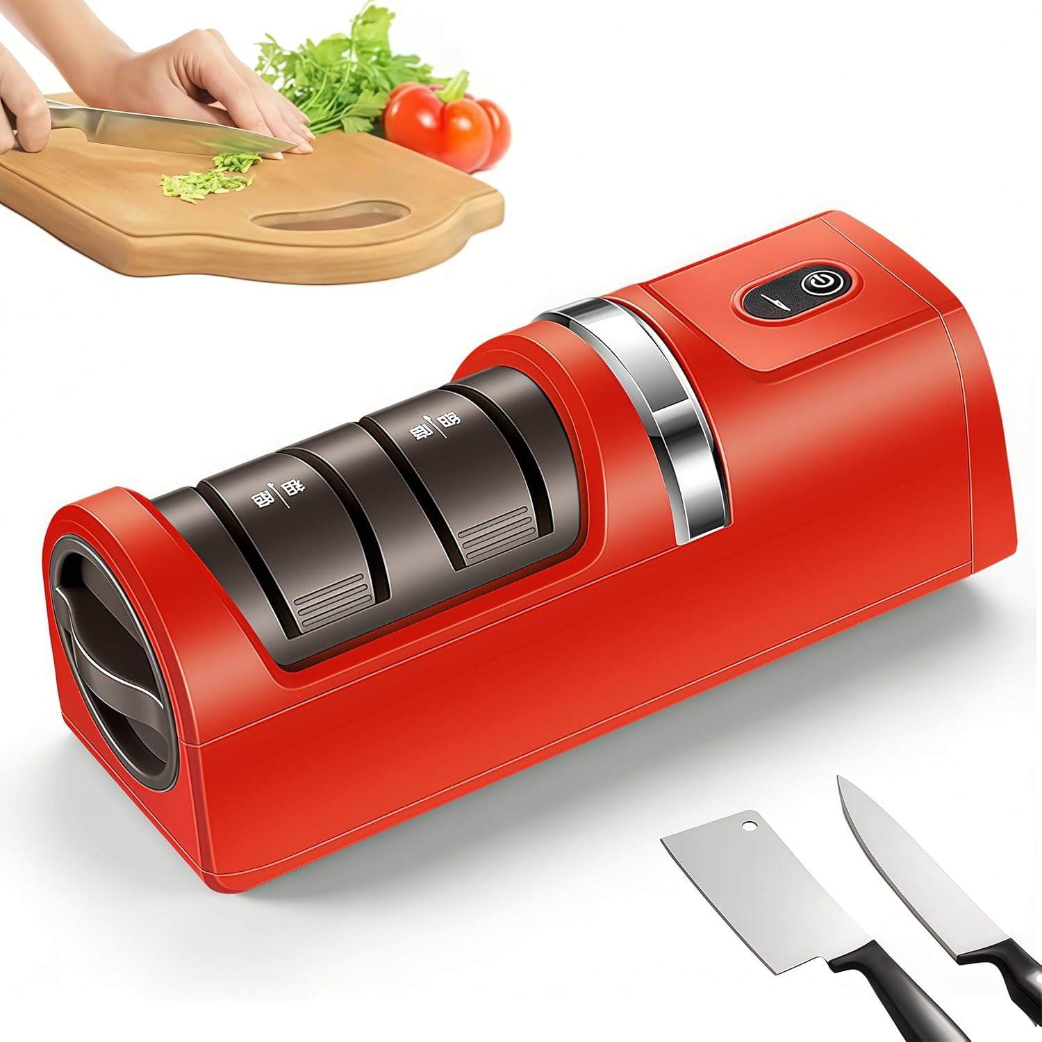 2026 New Automatic Kitchen Knife Sharpener – Cordless,USB Rechargeable Automatic 3-Stage Kitchen Knife Sharpener with Strong Suction Base,for Most Straight-Edge Kitchen Knives
