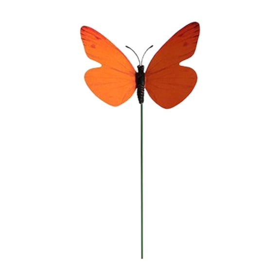 OCCOA Artificial Butterfly Garden Stakes Realistic Plastic Butterflies, Waterproof Outdoor Yard Decor for Flower Pots Planters, Patio Lawn Garden Decoration, Orange