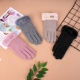 thumbnail image 4 of Guantes de cachemira para mujer, de invierno, cálidos, para montar al aire libre, resistentes al viento, acolchados y de punto, 4 of 5