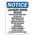 thumbnail image 1 of OSHA Notice Sign - Laundry Room Rules For Residents | Vinyl Label Decal | Protect Your Business, Construction Site, Warehouse |  Made in the USA, 7" X 5" Decal, 1 of 1