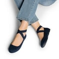 thumbnail image 3 of Burudani Mary Jane Shoes For Women Ladies Ballet Flats With Elastic Crossed Ankle Strap NAVY-1 Size 11, 3 of 8