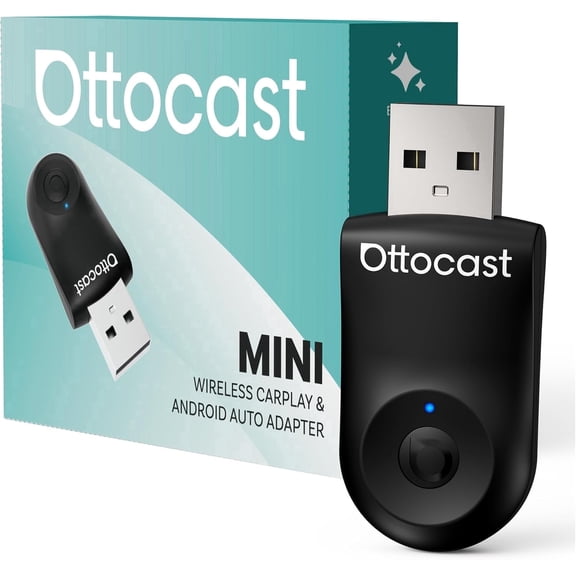 Ottocast Mini Dongle Wireless CarPlay Adapter Android Auto 2-in-1 Convert Apple CarPlay , One-Click Button