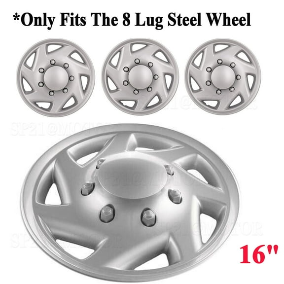 HUIMART 16" Silver Wheel Covers for Ford E350 E450 Econoline Van 1997-2023, 4 Pack