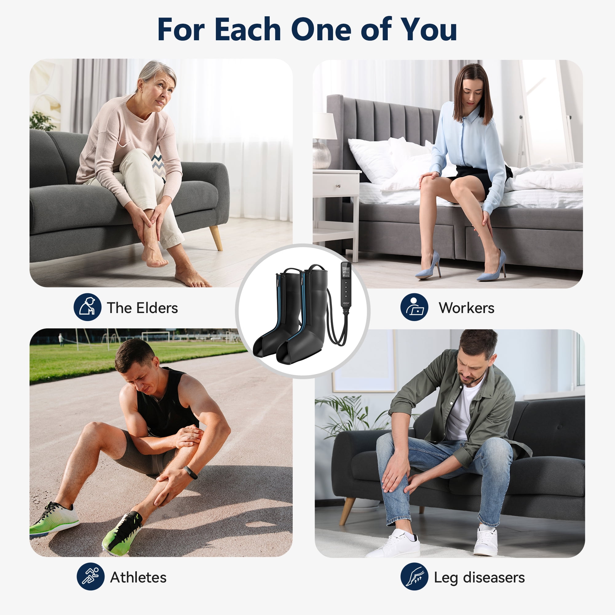 CINCOM Leg and Foot Massager for Circulation, Air Compression Calf Knee Massager, Handheld Controller with Multiple Massage, Leg Wraps Massage Boots for Pain Relief