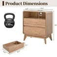 thumbnail image 4 of FIAKOA Modern Nightstand with Charging Station, Round Corner Bedside Table with 2 Drawers and Open Shelf, Small Night Stand for Bedroom, Living Room, Nursery, Dorm, Nature, 4 of 9