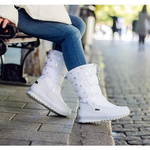 Botas Zapatos Blancos Invierno Zapatillas De Deporte Blancas Para