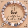 thumbnail image 1 of Pulsera de cebra rosa de 8 mm con colgante de amatista de tarjeta Dream Pulsera con colgante de cruz de cebra rosa, 1 of 1