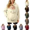 thumbnail image 2 of mgoYE Women's Zip Up 3 in 1 Maternity Ba’by Wearing Hoodie Sweatshirt Jacket(Beige,M), 2 of 9