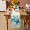 thumbnail image 2 of Teal Sea Turtle Table Runner 36 Inches, Summer Coastal Coral Ocean Linen Texture Bed Runner Dresser Scarves Tabletop for Indoor Outdoor Parties/Ceremony/Banquet, 13"x 36", 2 of 9