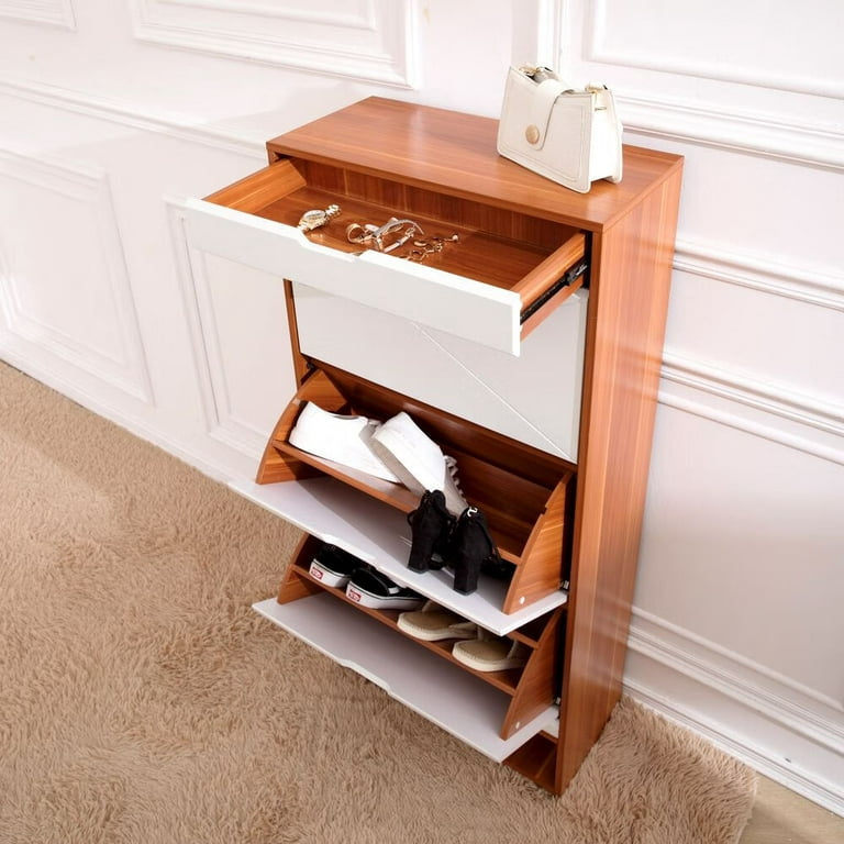 Freestanding Shoe Storage Cabinet for Entryway, Wooden Narrow Shoe Rack  Organizer - Yahoo Shopping