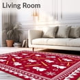 thumbnail image 2 of ODIKA 3'x5' Machine Washable Non-Slip Area Rug, Jolly Snowman Baking Spice Entrance Yuletide Confection Design High Traffic Rug with Pad, Red, 631045, 2 of 8