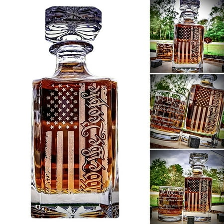 

Whiskey Decanter with American Flag Design/450ml Display Bottle/Aromatherapy Bottle/Glass Bottle for Multi-Purpose TOPOINT
