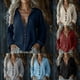 thumbnail image 1 of Tops para mujer,Blusa tipo túnica holgada con cuello en V para mujer, manga larga con botones delanteros, mezcla de algodón y lino, ropa informal, sopatenor, 1 of 8