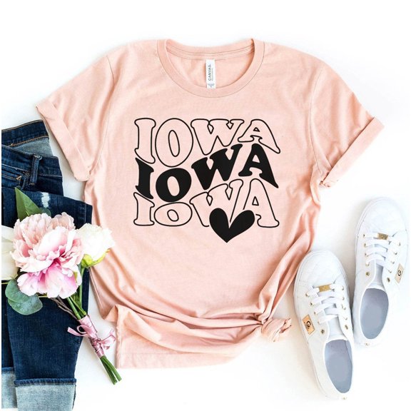 Iowa T-shirt Home Gift Travel Top Ladies Shirt Map Tee State Student Hometown Silhouette The Hawkeye Christmas