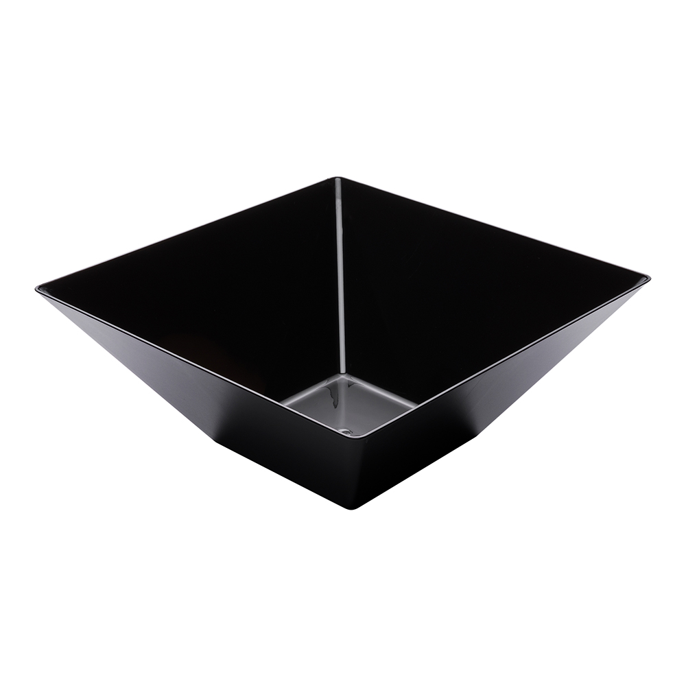 160 oz Square Black Plastic Large Modern Serving Bowl 11" x 11" x 4 1