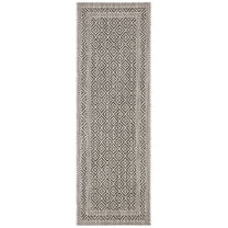 SAFAVIEH Courtyard Marisa Border Indoor/Outdoor Runner, 2'3" x 6'7", Grey/Black