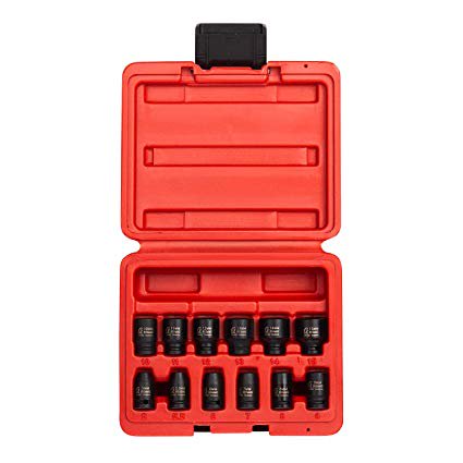 12PC 1/4" DR. MAGNETIC METRIC IMPACT SOCKET SET