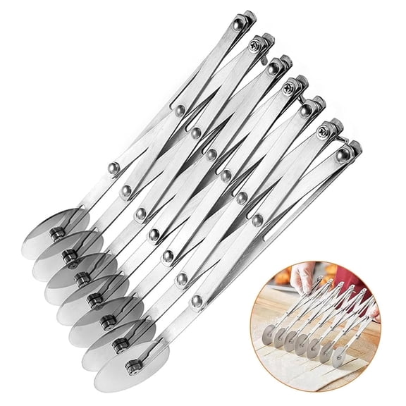 Jorunhe Pizza Cutter Wheel Food-Grade Stainless Steel Multi-Wheel Dough Divider Pastry Roller 7 Wheel