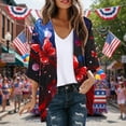 thumbnail image 2 of lcziwo 4th of July Outfit for Women Fashion American Flag Graphic Cover Ups Kimono Summer Open Front 3/4 Sleeve Chiffon Cardigans Wine XL, 2 of 7