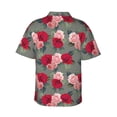 thumbnail image 4 of Xecao Rose Flowers print Hawaiian shirt - a stylish short-sleeve button-down for men, perfect for casual beach and tropical outings., 4 of 9