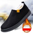 thumbnail image 5 of Snow Boots for Men Casual Suede Round Toe Furry Lined Slip on Booties Low Top Soft Sole Lightweight Warm Winter Walking Shoes Black Size 10, 5 of 7