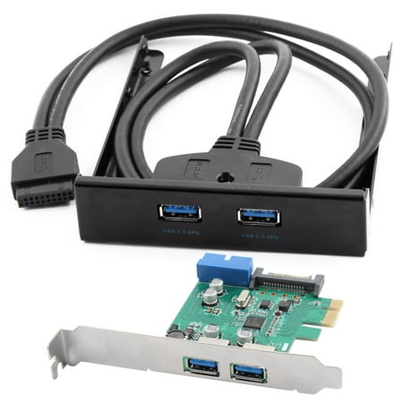 Unique BargainsComputer PCI-E to USB 3.0 2-Port Express Card Desktop Front Panel Black 2 in