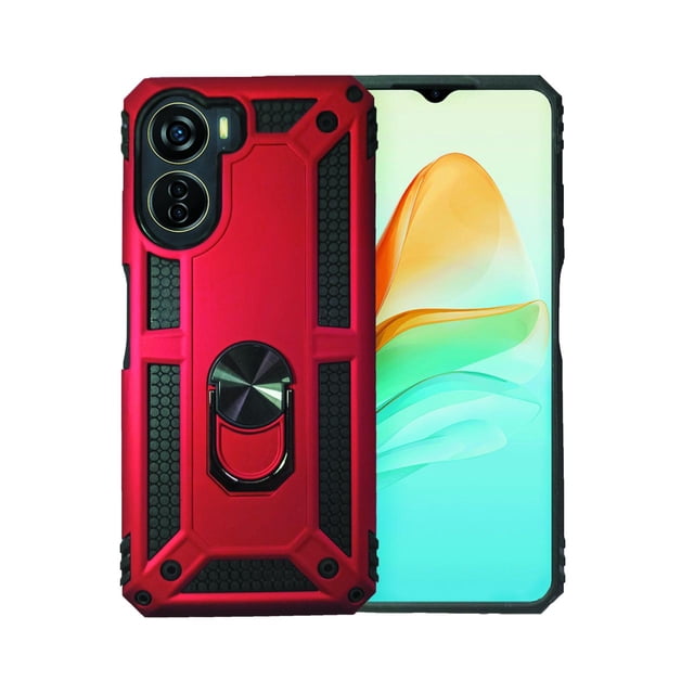 Funda Con Anillo Soporte Uso Rudo Para Zte Axon 40 Lite Rojo Atti ZTE Axon 40 Lite