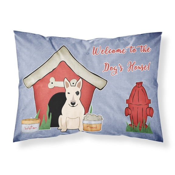 Dog House Collection Bull Terrier White Fabric Standard Pillowcase