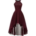 thumbnail image 1 of Vestido de cóctel para mujer, vestidos de fiesta sin mangas irregulares de encaje., 1 of 4
