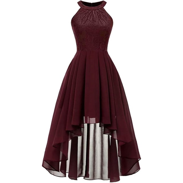 Vestido de cóctel para mujer, vestidos de fiesta sin mangas irregulares de encaje.