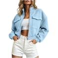 thumbnail image 2 of Fengactive Womens Zip Up Hoodie Short Cropped Long Sleeve with Pockets Casual Fall Winter Jacket, 2 of 6