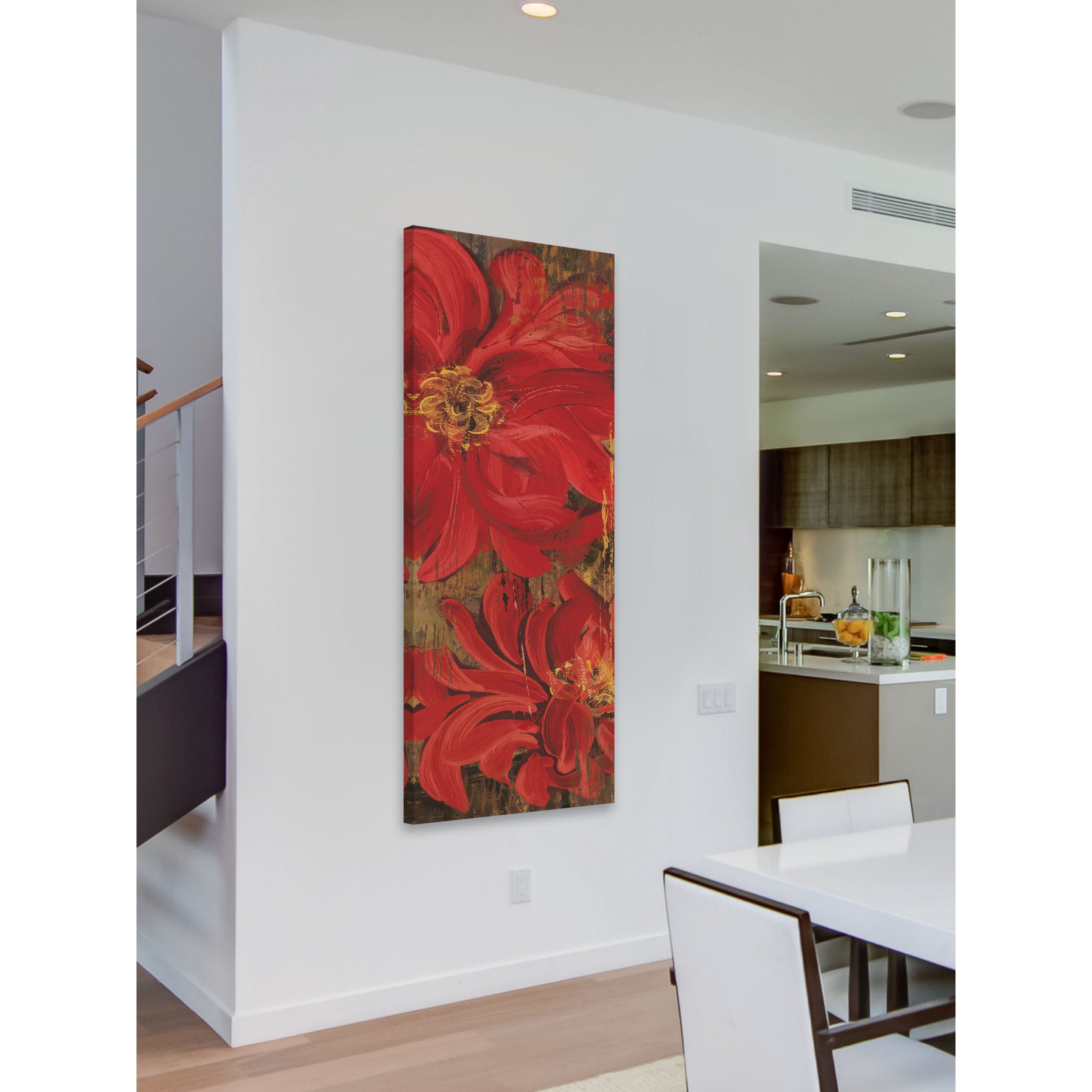 Marmont Hill "Floral Frenzy Red V" Painting Print on Canvas